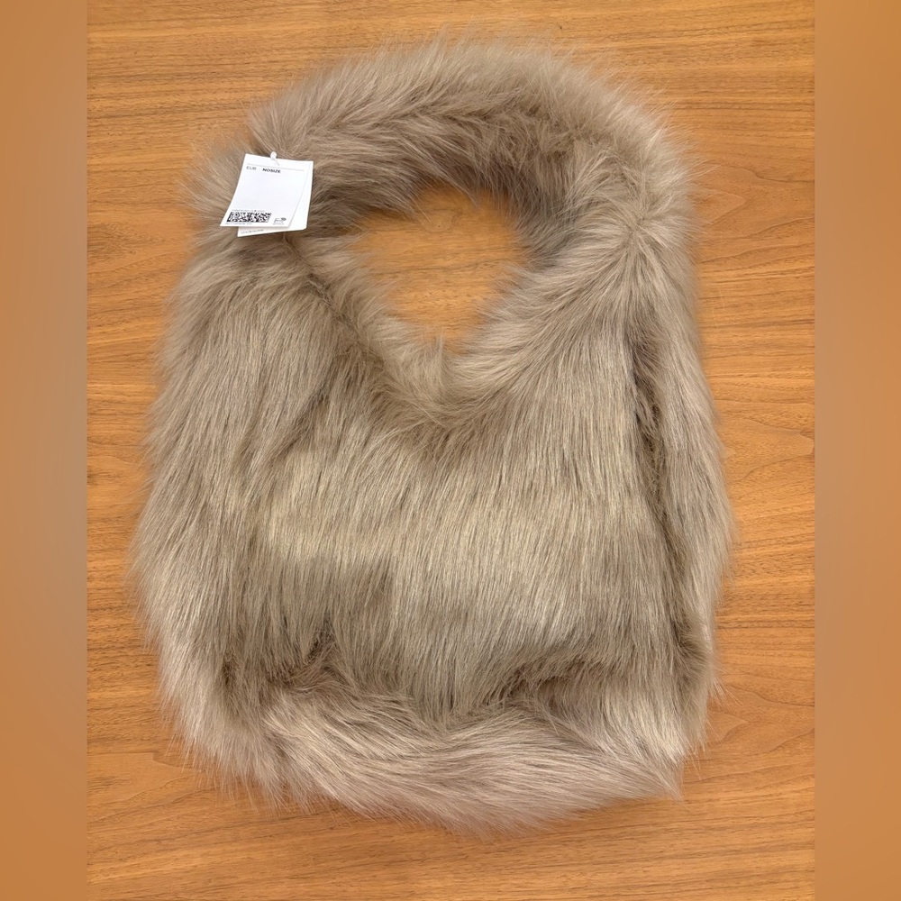 Y2K Fur Slouchy Shoulder Bag Purse Faux Boho Hippy Festival New With Tags